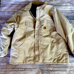 Carhartt 4X tan quilted work jacket